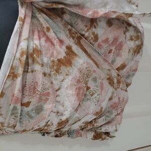 Free People Sweet As Beach tie dye effect ruffled side tie Mini Skirt size 6 new